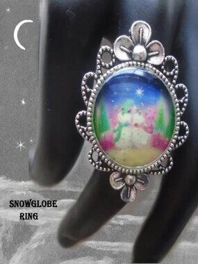 Snow Globe Ring OOAK Perfect Winter Ring...OBTUSE for Summer!